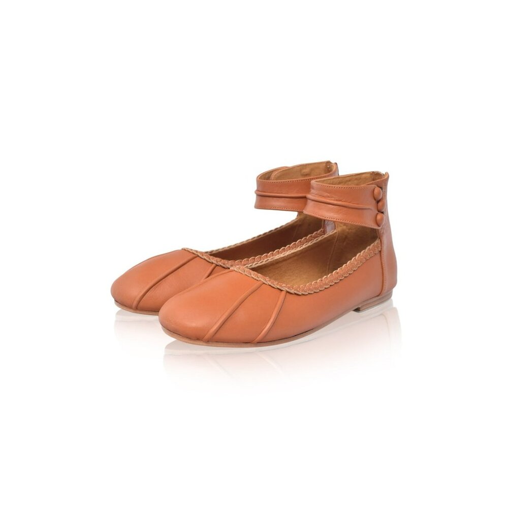 BaliELF Muse Women's Leather Ballet Flats With Ankle Strap Size 5 New